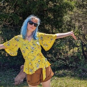 Loft Floral Bell Sleeve Blouse